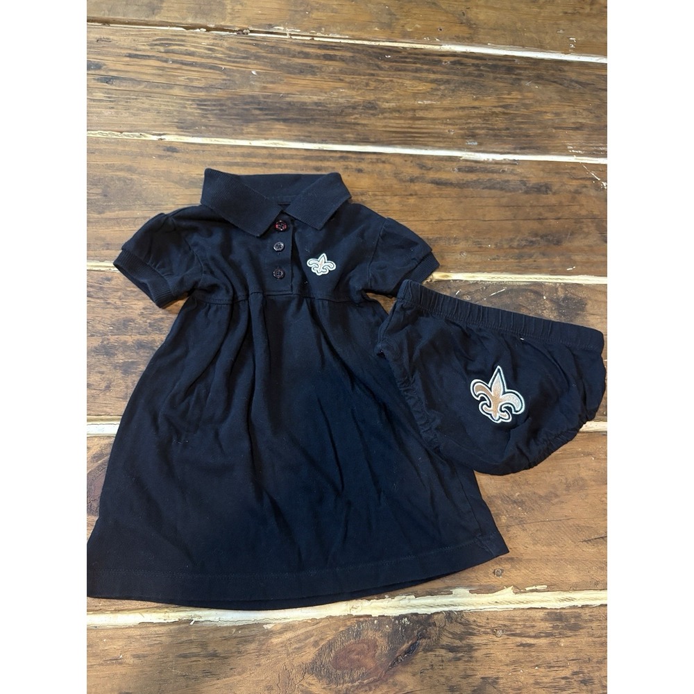 Saints New Orleans- Black Polo Baby Girl Dress 6-9m